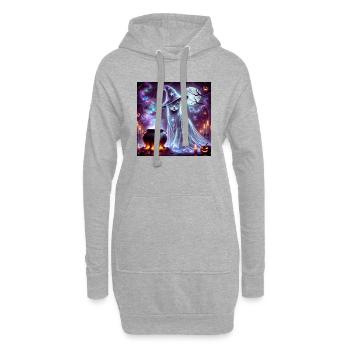 Mysteriöse Zauberer-Geisterkatze - Hoodie-Kleid - Grau meliert - Vorne