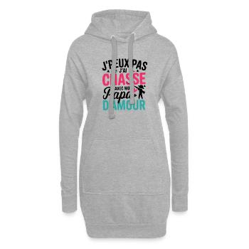 Ich kann nicht, ich habeJagen mit meinem Papad, Liebesherz - Hoodie-Kleid - Grau meliert - Vorne