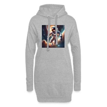 Astronaut im Weltall - Hoodie-Kleid - Grau meliert - Vorne
