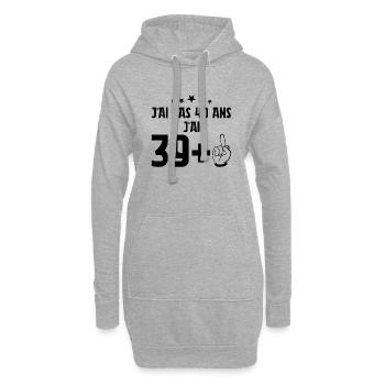 T-Shirt 40 Jahre alt Ich bin nicht 40 Jahre alt, ich bin 39+1. Geschenk - Hoodie-Kleid - Grau meliert - Vorne