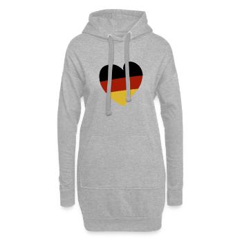 Allemagne Cœur - Sweat-shirt à capuche long Femme - gris chiné - Devant