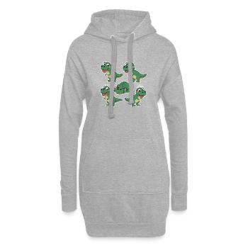 Tshirt Enfant T-Rex Dinosaure - Sweat-shirt à capuche long Femme - gris chiné - Devant
