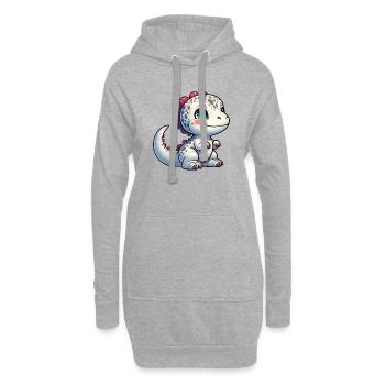 Kleiner Dinosaurier - Hoodie-Kleid - Grau meliert - Vorne