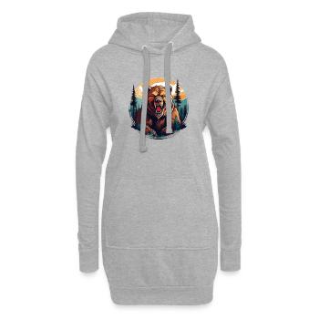 Wilder wütender Braunbär kämpferisch Motivationssport - Hoodie-Kleid - Grau meliert - Vorne
