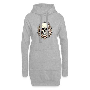 Edgy Skull Design - Hoodie-Kleid - Grau meliert - Vorne