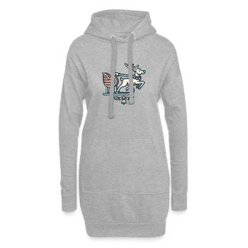 Rentier am Schlitten - Hoodie-Kleid - Grau meliert - Vorne