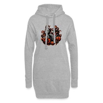 Chat effrayant et citrouilles - Sweat-shirt à capuche long Femme - gris chiné - Devant