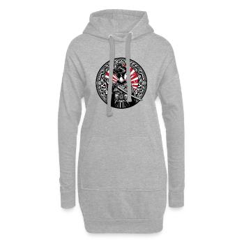 Japanisches Samurai-Mädchen - Hoodie-Kleid - Grau meliert - Vorne
