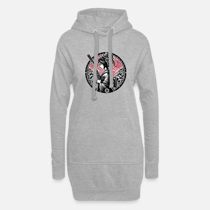 Samurai-Mädchen - Hoodie-Kleid - Grau meliert