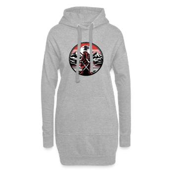 Femme kimono katana - Sweat-shirt à capuche long Femme - gris chiné - Devant