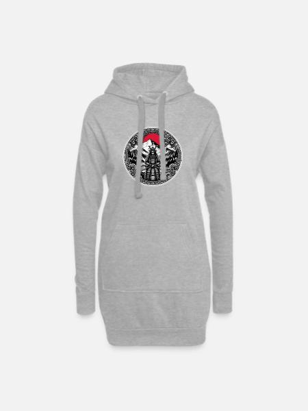 Japanischer Samurai-Krieger - Hoodie-Kleid - Grau meliert