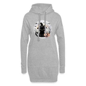 Witch Kitty halloween - Sweat-shirt à capuche long Femme - gris chiné - Devant