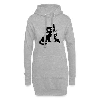 Chat fou Maman Papa Chaton Enfant Chaton Fun - Sweat-shirt à capuche long Femme - gris chiné - Devant