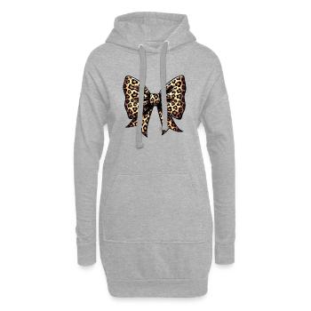 GRAND NOEUD À TENDANCE LÉOPARD - Sweat-shirt à capuche long Femme - gris chiné - Devant