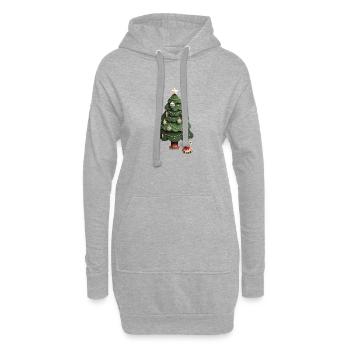 Tannenbaum mit Teddys - Hoodie-Kleid - Grau meliert - Vorne