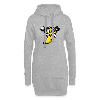 banane musculation - Sweat-shirt à capuche long Femme - gris chiné - Devant