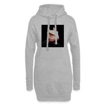 Dinosaure rétro - Sweat-shirt à capuche long Femme - gris chiné - Devant