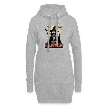 Halloween Horror Hexe mit roten Augen - Hoodie-Kleid - Grau meliert - Vorne