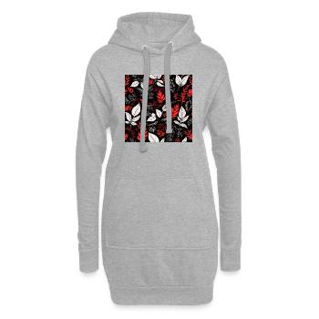 rotes Laubmuster - Hoodie-Kleid - Grau meliert - Vorne