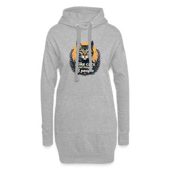 Ich mag Katzen und vielleicht 3 Leute - Hoodie-Kleid - Grau meliert - Vorne