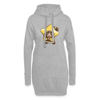 Katze Cat Stern Star Niedlich Kawaii Cute kitty - Hoodie-Kleid - Grau meliert - Vorne