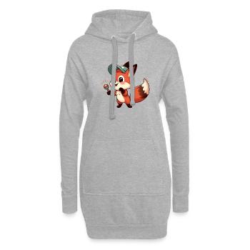 fox 4 - Sweat-shirt à capuche long Femme - gris chiné - Devant