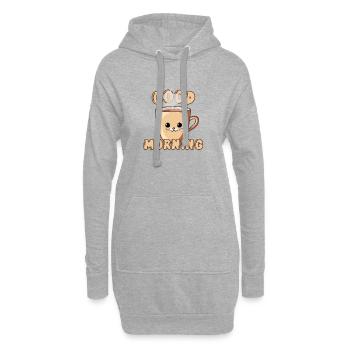 Tasse de chat mignon Good Morning - Sweat-shirt à capuche long Femme - gris chiné - Devant