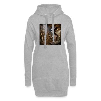 Extraterrestre préhistorique - Sweat-shirt à capuche long Femme - gris chiné - Devant