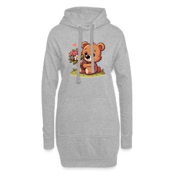 teddy bear 4 - Sweat-shirt à capuche long Femme - gris chiné - Devant