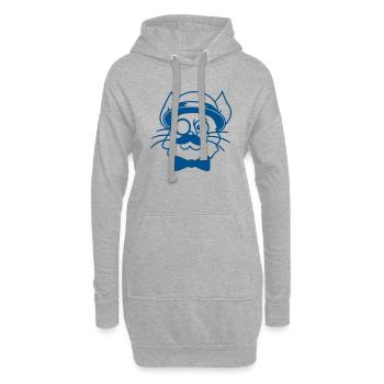 Sir Cat Gentleman Chapeau Costume Monocle Riche M. - Sweat-shirt à capuche long Femme - gris chiné - Devant