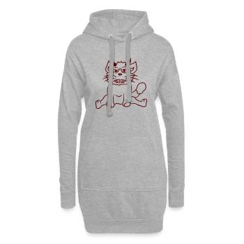 Démon Monstre Chat Halloween Horreur Cornes de Diable - Sweat-shirt à capuche long Femme - gris chiné - Devant