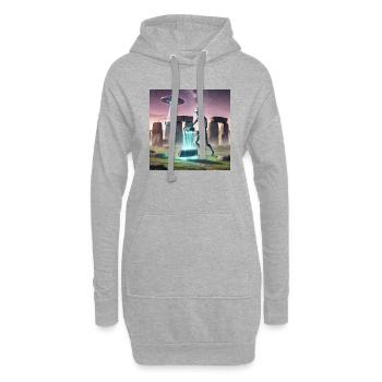 Alien baut Stonehenge - Hoodie-Kleid - Grau meliert - Vorne
