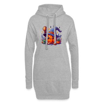 Kleine Halloween-Hexe Kürbis - Hoodie-Kleid - Grau meliert - Vorne