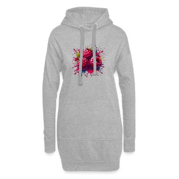 Himbeeren-Farbexplosion - Hoodie-Kleid - Grau meliert - Vorne