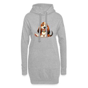 basset 8 - Sweat-shirt à capuche long Femme - gris chiné - Devant