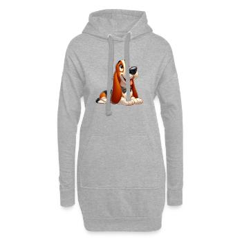 basset 9 - Sweat-shirt à capuche long Femme - gris chiné - Devant