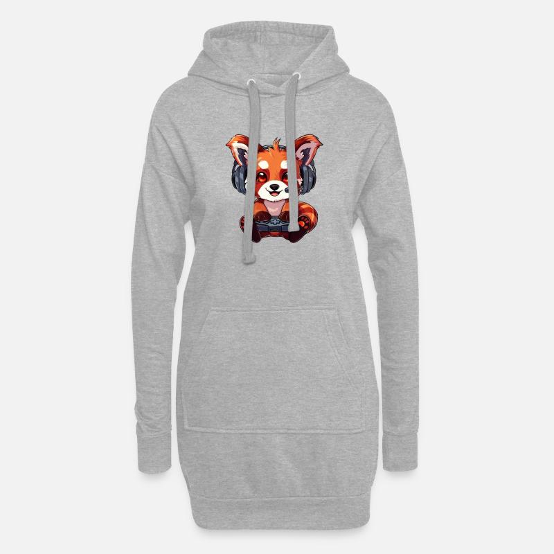 Red Panda Gaming Roter Panda Kleiner Panda - Hoodie-Kleid - Grau meliert