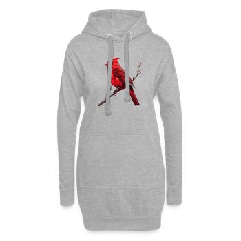 Cardinal Vogel rouge - Sweat-shirt à capuche long Femme - gris chiné - Devant