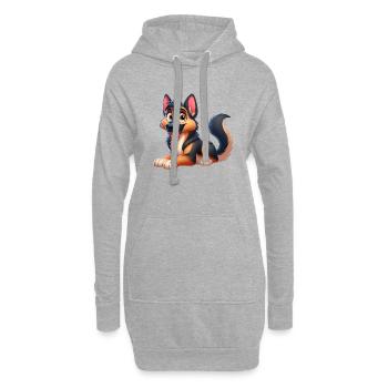 berger allemand 10 - Sweat-shirt à capuche long Femme - gris chiné - Devant