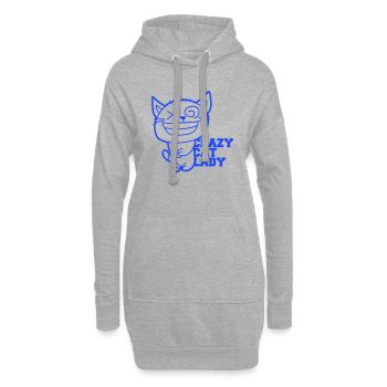 Chat fou Dame Texte Folle Femme Chats Amour - Sweat-shirt à capuche long Femme - gris chiné - Devant