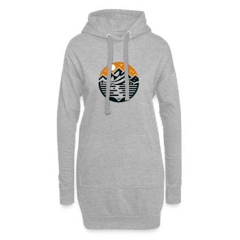 Berg Skizziert mit Rotem Himmel - Hoodie-Kleid - Grau meliert - Vorne