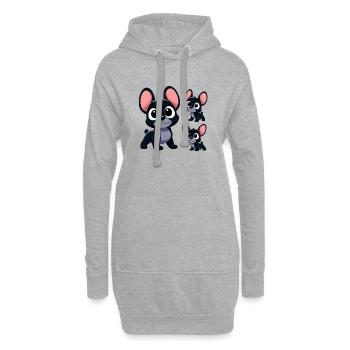 Französische Bulldogge 8 - Hoodie-Kleid - Grau meliert - Vorne