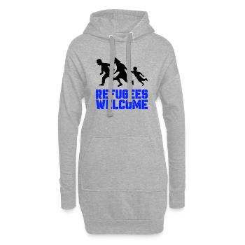 Refugees Welcome - Hoodie-Kleid - Grau meliert - Vorne