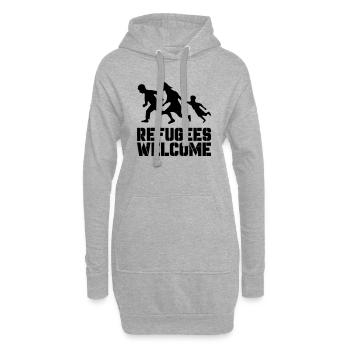 Refugees Welcome - Hoodie-Kleid - Grau meliert - Vorne