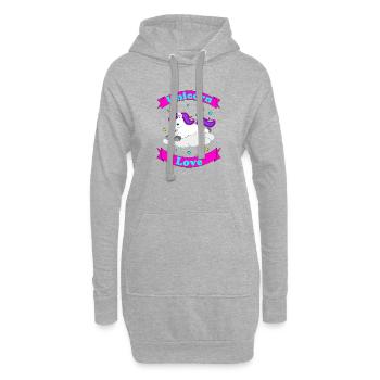 Unicorn Love – Süßes Einhorn-Design - Hoodie-Kleid - Grau meliert - Vorne