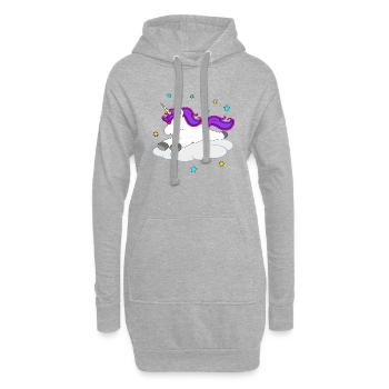 Süßes Einhorn auf Wolke - Hoodie-Kleid - Grau meliert - Vorne