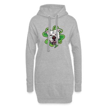 Bande dessinée Bouledogue chanceux avec coccinelle - Sweat-shirt à capuche long Femme - gris chiné - Devant