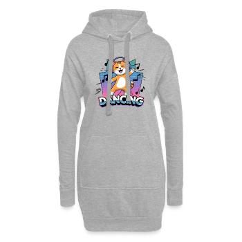 Tanzende Katze - Hoodie-Kleid - Grau meliert - Vorne