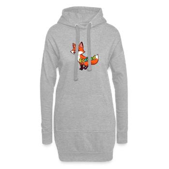 Aufrechter Rotfuchs im buschigen Wald, lächelnd - Hoodie-Kleid - Grau meliert - Vorne
