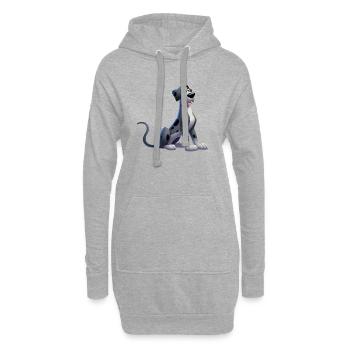 Deutsche Dogge - Hoodie-Kleid - Grau meliert - Vorne